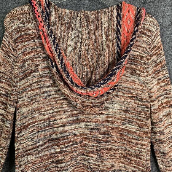 MAURICES Open Style Fringe Aztec Inspired Hooded Long Line Cardigan Sweater Sz M - Picture 8 of 15